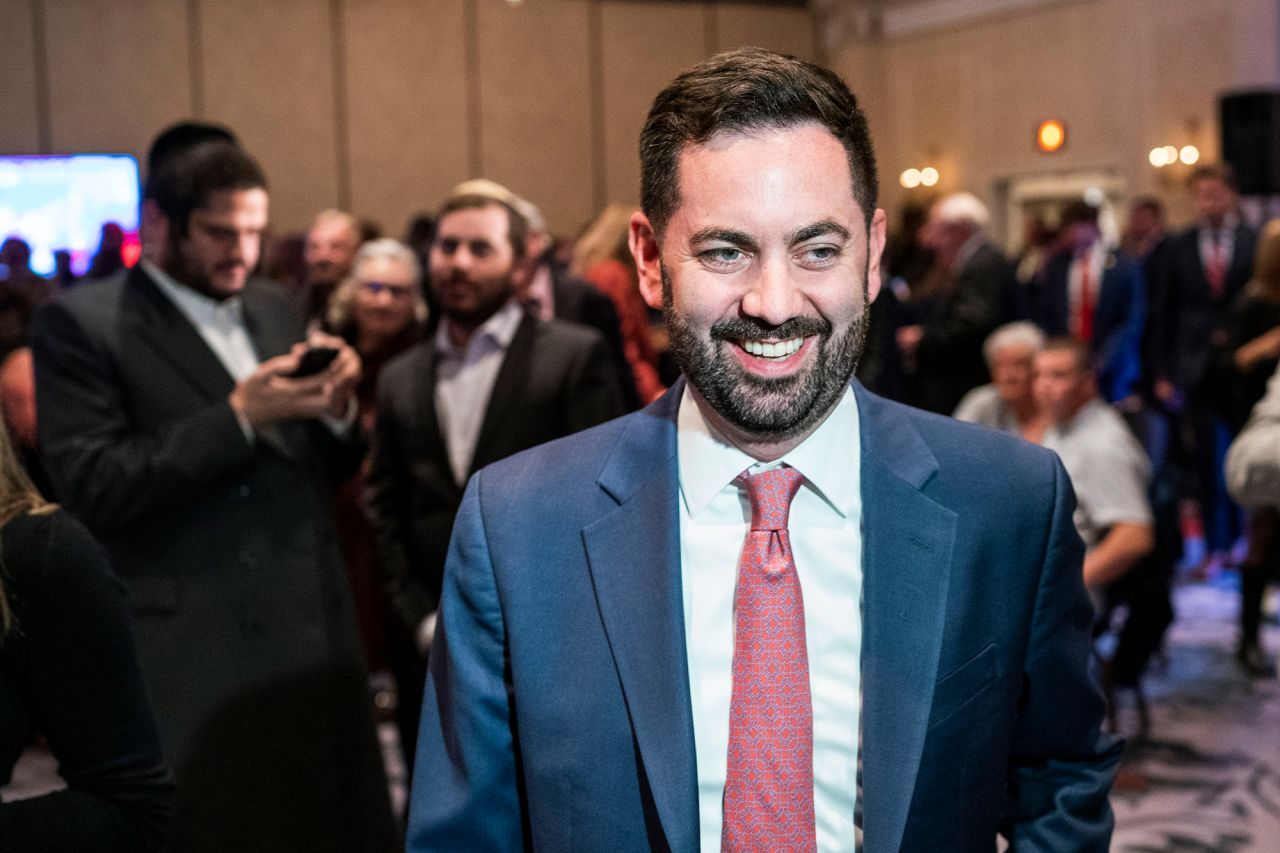 Republican Mike Lawler arrives to attend his election night party in Pearl River, New York on Tuesday.