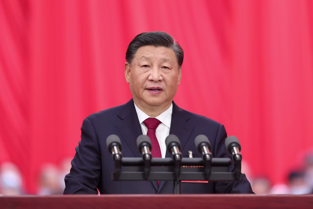 Xi Jinping delivers a report at the Great Hall of the People in Beijing, China, on October 16.
