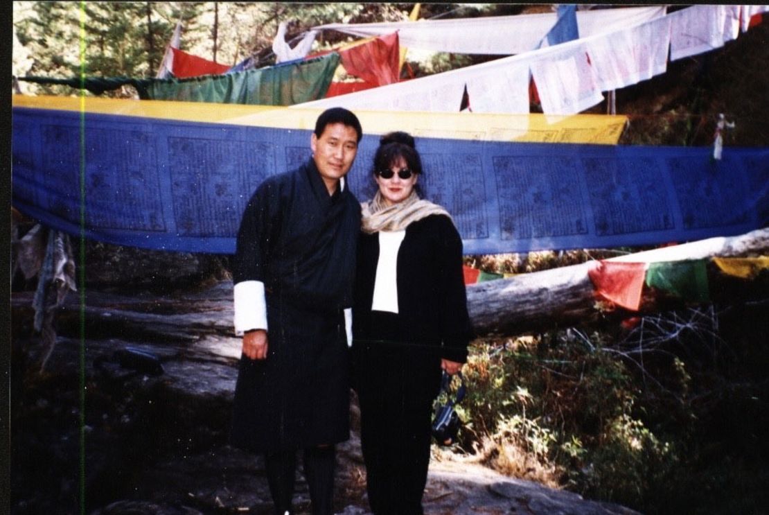 Namgay and Linda in 2003 at Membartsho, a holy site in Bumthang, Bhutan.
