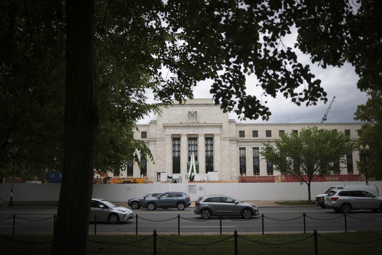 The Federal Reserve building is shown May 2, 2023 in Washington, DC.