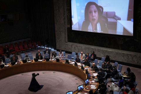 UN Special Representative on Sexual Violence Pramila Patten addresses the UN Security Council in New York on June 6.