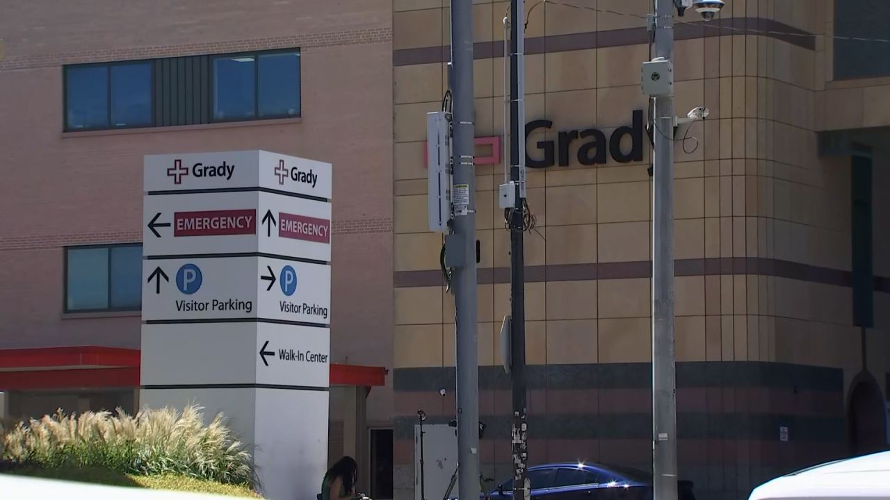 The exterior of Grady Hospital is seen in Atlanta on Wednesday. 