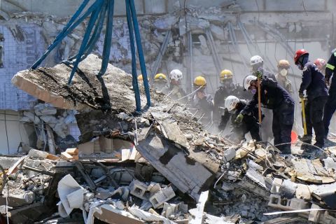 Crews work in the rubble at the Champlain Towers South Condo on June 27.