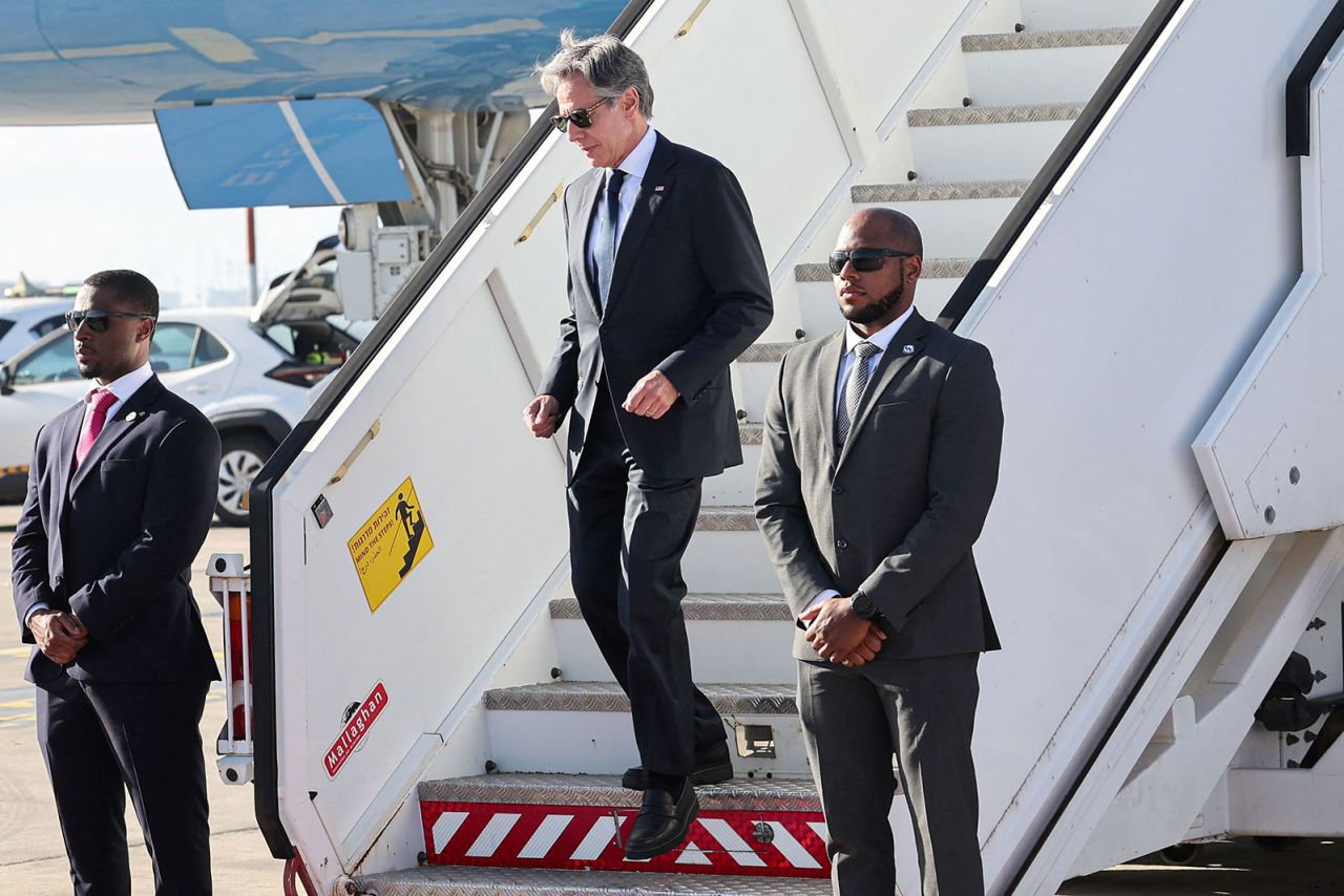 US Secretary of State Antony Blinken arrives at Ben Gurion airport near Tel Aviv, on Monday, June 10. 