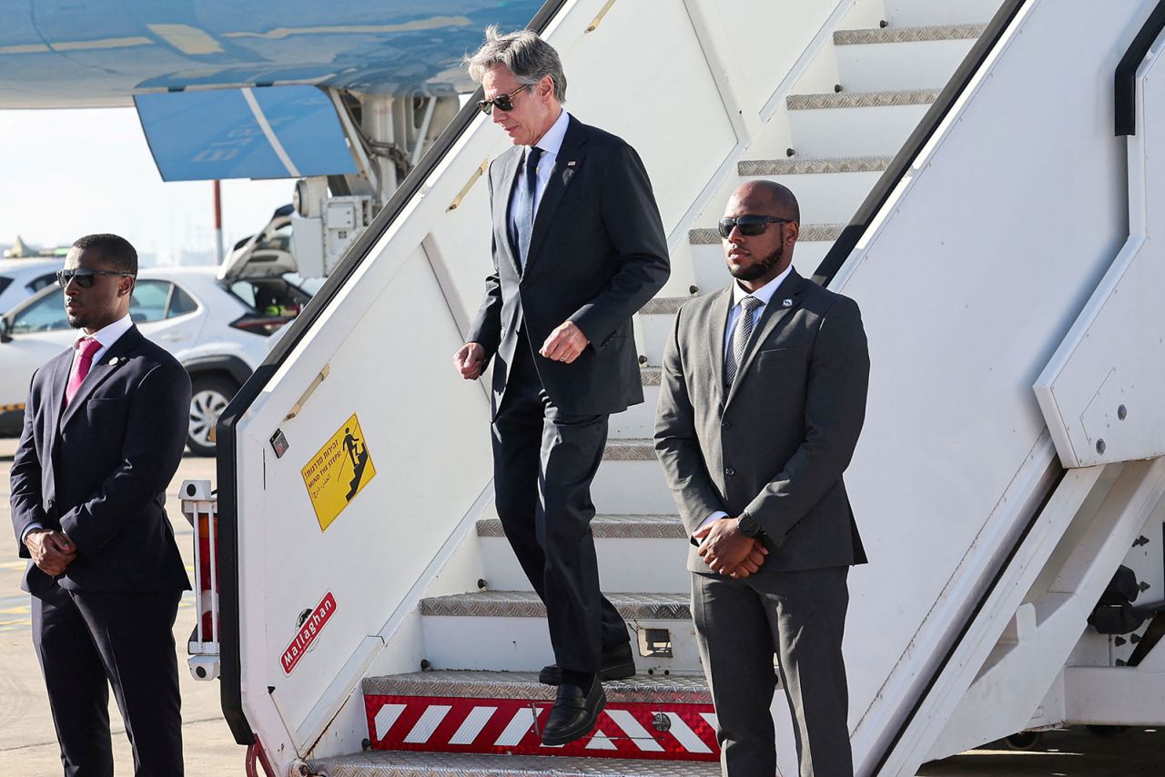 US Secretary of State Antony Blinken arrives at Ben Gurion airport near Tel Aviv, on Monday, June 10.