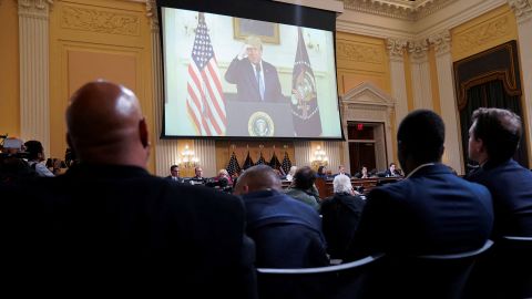Previously unseen footage of former President Donald Trump is seen during a committee hearing in July.