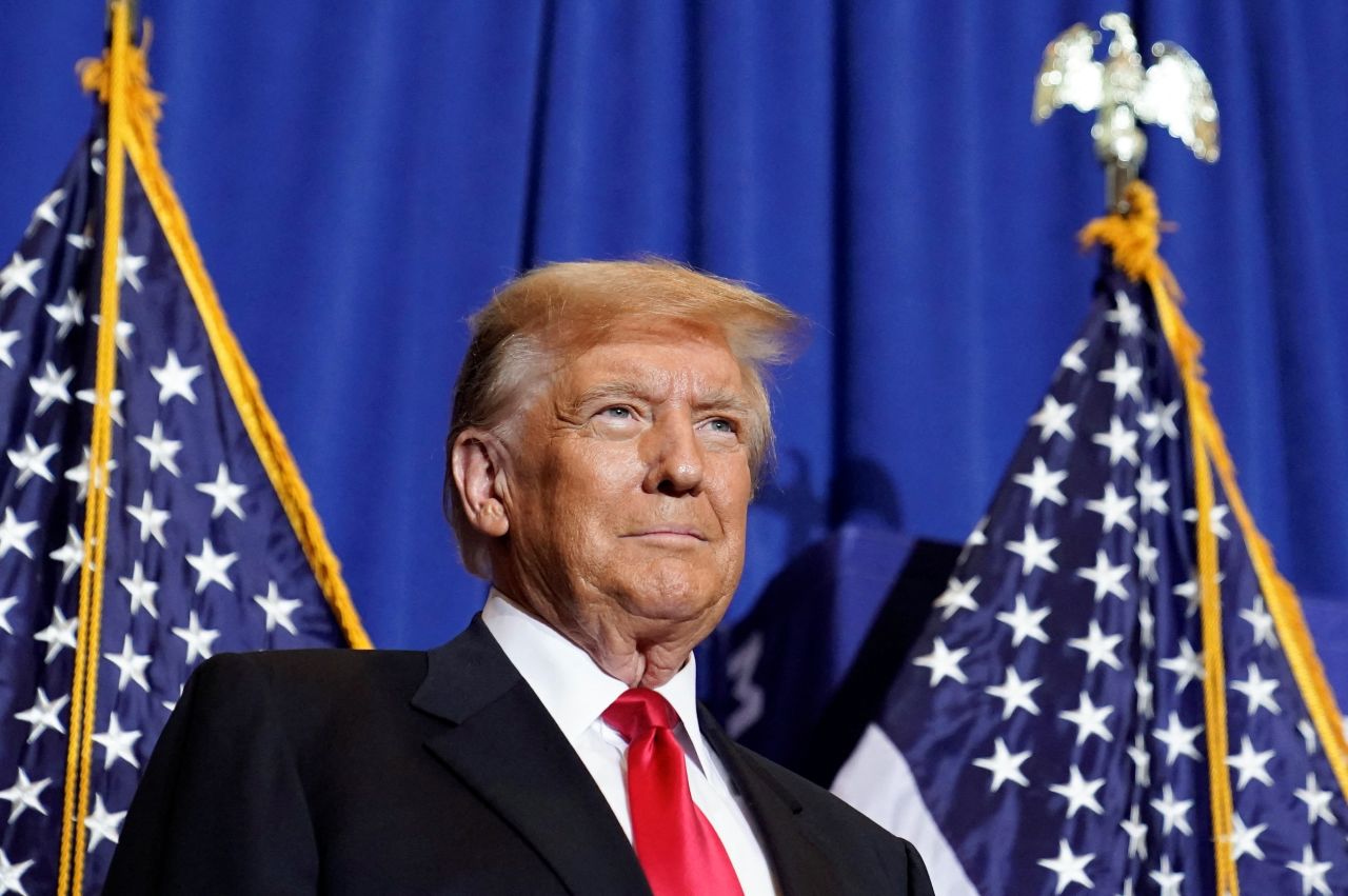 Former President Donald Trump holds a campaign rally in Atkinson, New Hampshire, on January 16.