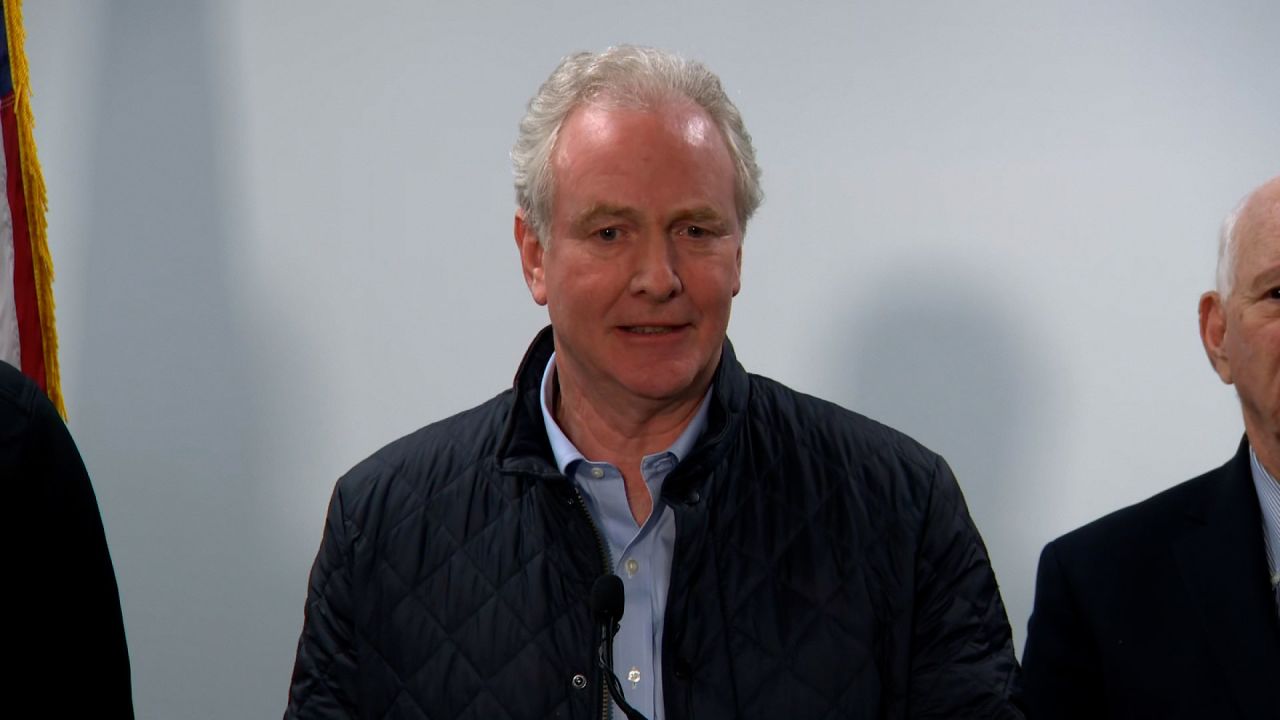 Maryland Sen. Chris Van Hollen speaks at a press conference Thursday.