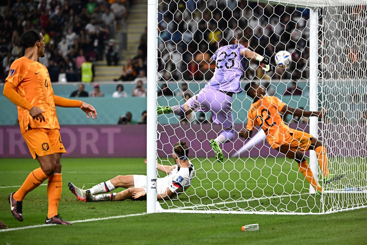 USA’s Haji Wright, not pictured, scores against Netherlands' goalkeeper Andries Noppert on Saturday. 