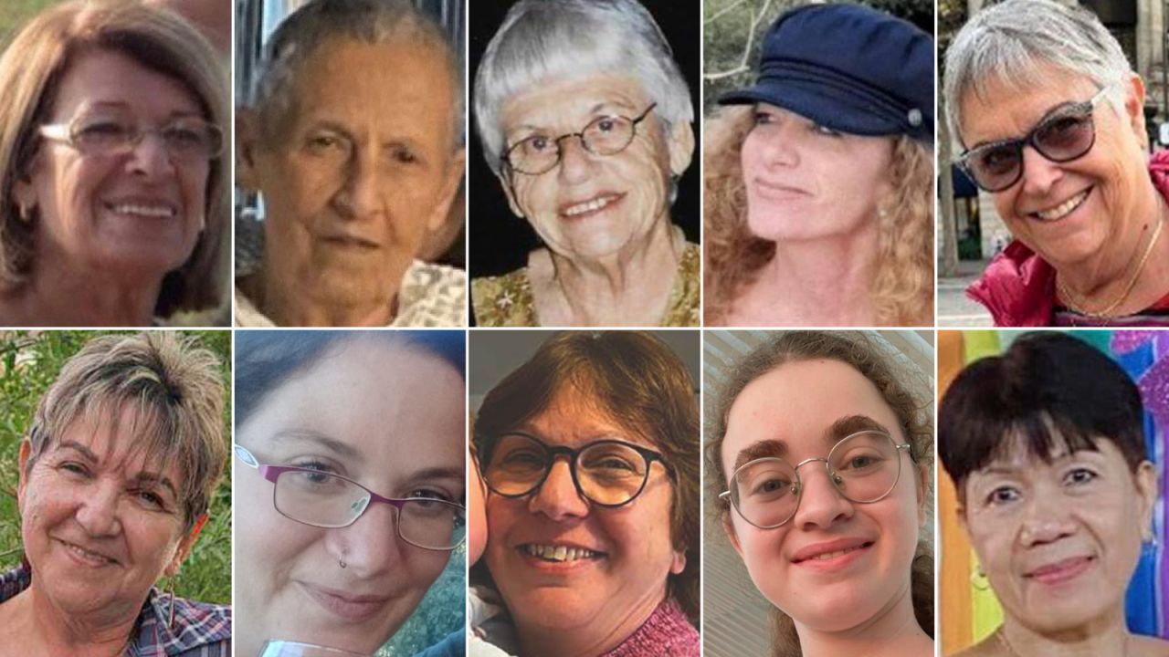 First row, from left: Ofelia Roitman, Tamar Metzger, Ditza Heiman, Meirav Tal, and Ada Sagi.Second row, from left: Clara Merman, Rimon Kirsht, Gabriela Leimberg, Mia Leimberg, and Noralin "Nataly" Babadilla.