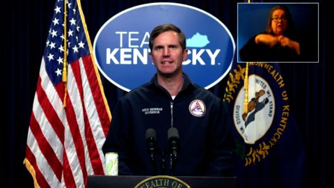 Kentucky Gov. Andy Beshear speaks during a press conference on Friday, July 29. 