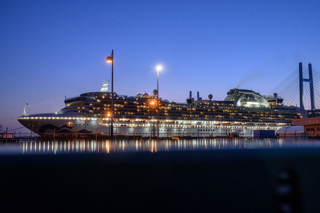 The Diamond Princess cruise ship docked in Yokohama, Japan, on February 24.