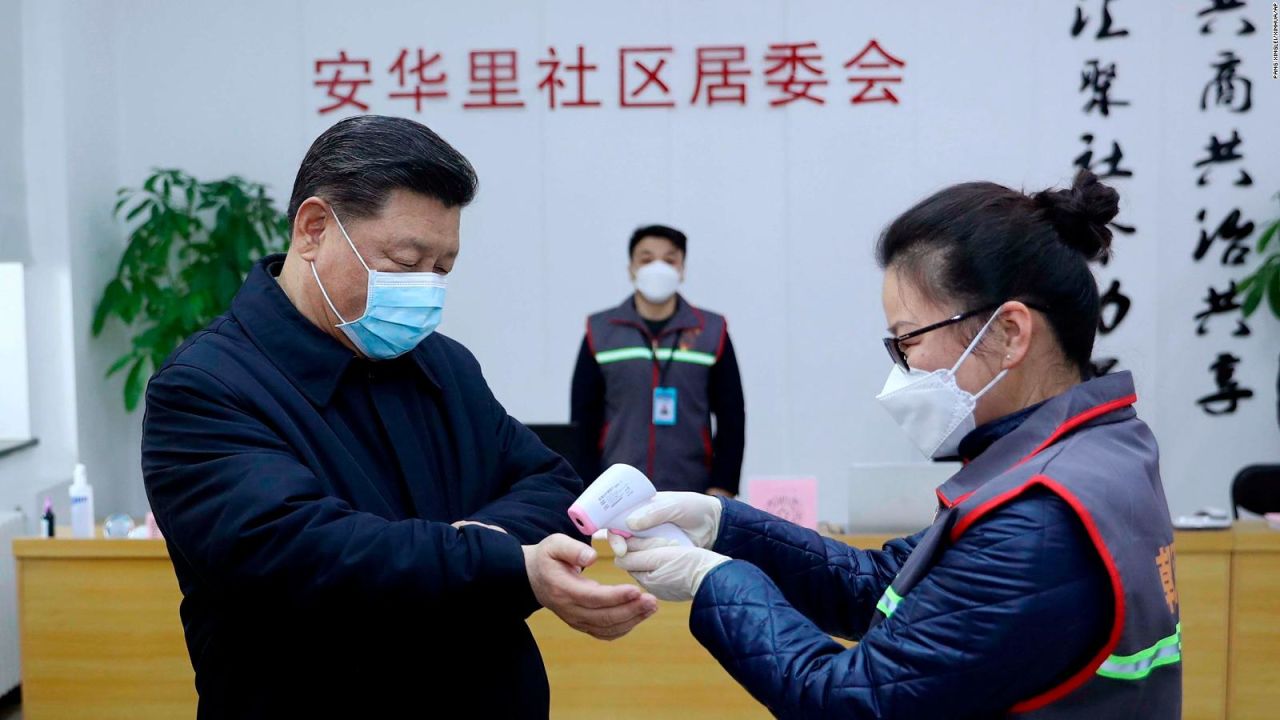 Chinese President Xi Jinping visits a coronavirus testing center in Beijing.