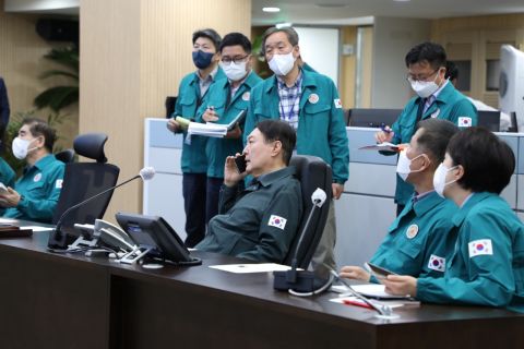 South Korean President Yoon Suk Yeol holding an emergency meeting.
