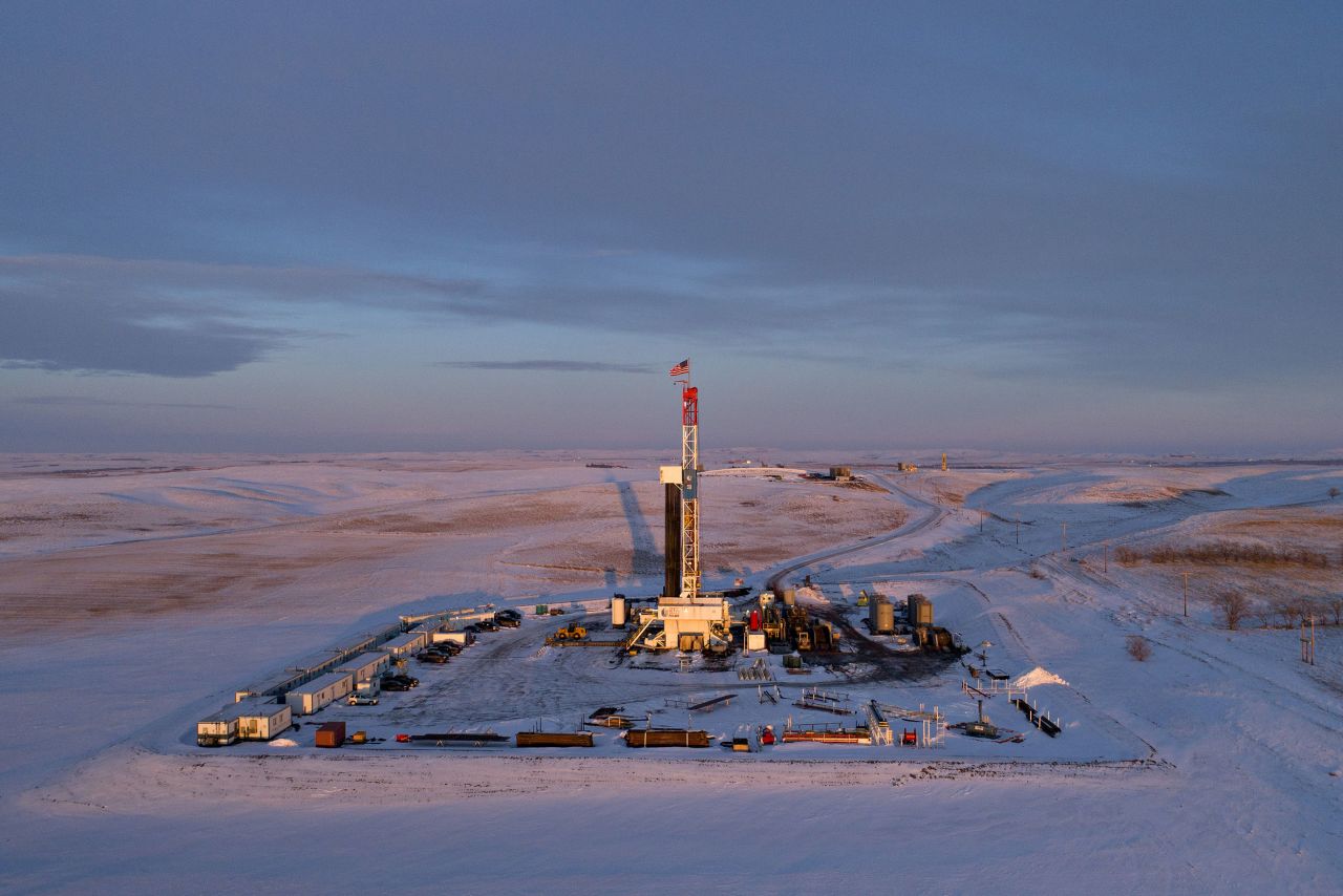 An oil rig outside Waterford City, North Dakota.