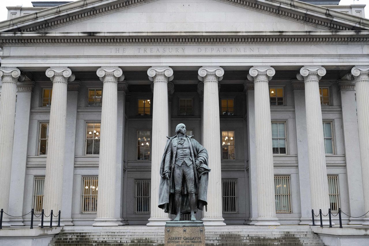 The US Treasury Department building is seen in Washington, DC, on January 19.