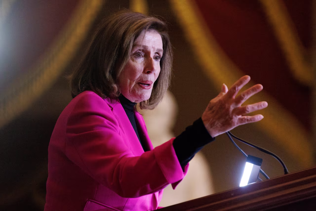 Nancy Pelosi speaks during an event on February 13, 2024.