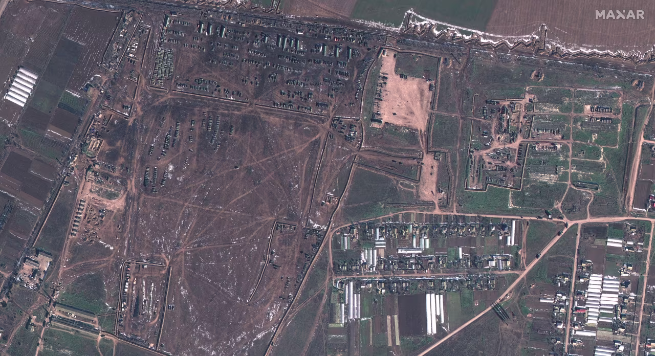 A February 11 satellite image of the facility near Medvedivka. 
