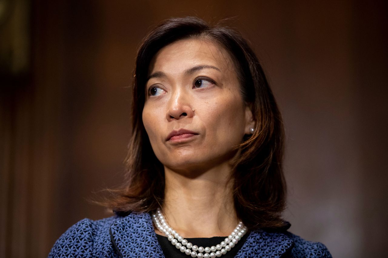 Florence Pan speaks to judicial nominees during a Senate Judiciary Hearing on Capitol Hill in 2021.