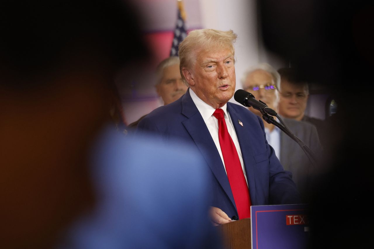 Donald Trump speaks in Howell, Michigan, on August 20.