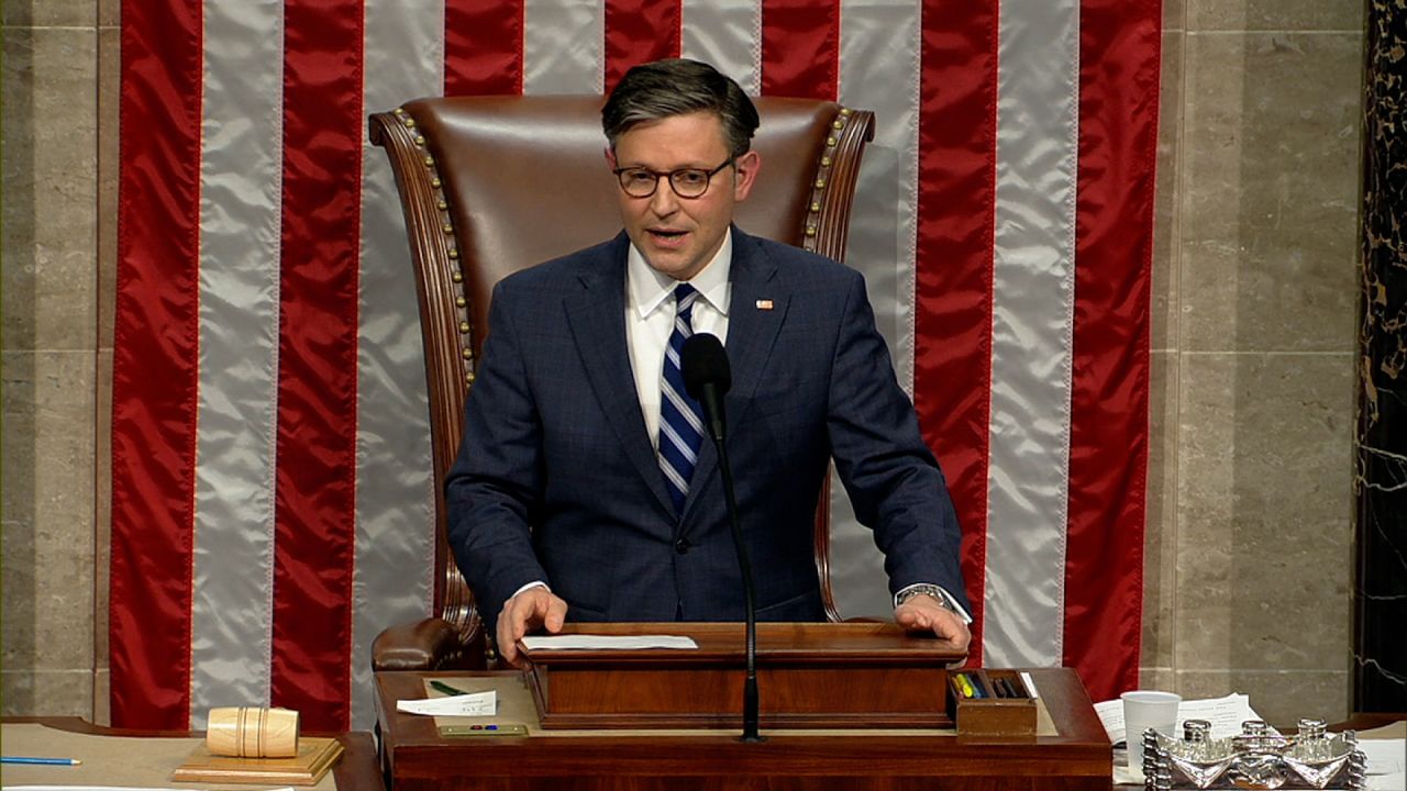 House Speaker Mike Johnson announces the vote to impeach Homeland Security Secretary Alejandro Mayorkas has passed.