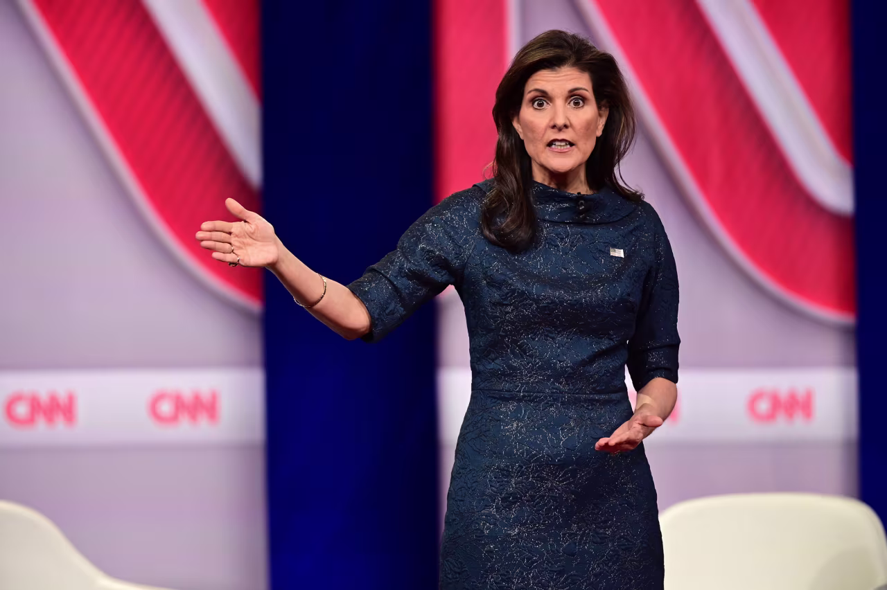 Haley participates in a CNN Republican Presidential Town Hall moderated by CNN’s Jake Tapper at New England College in Henniker, New Hampshire, on Thursday.
