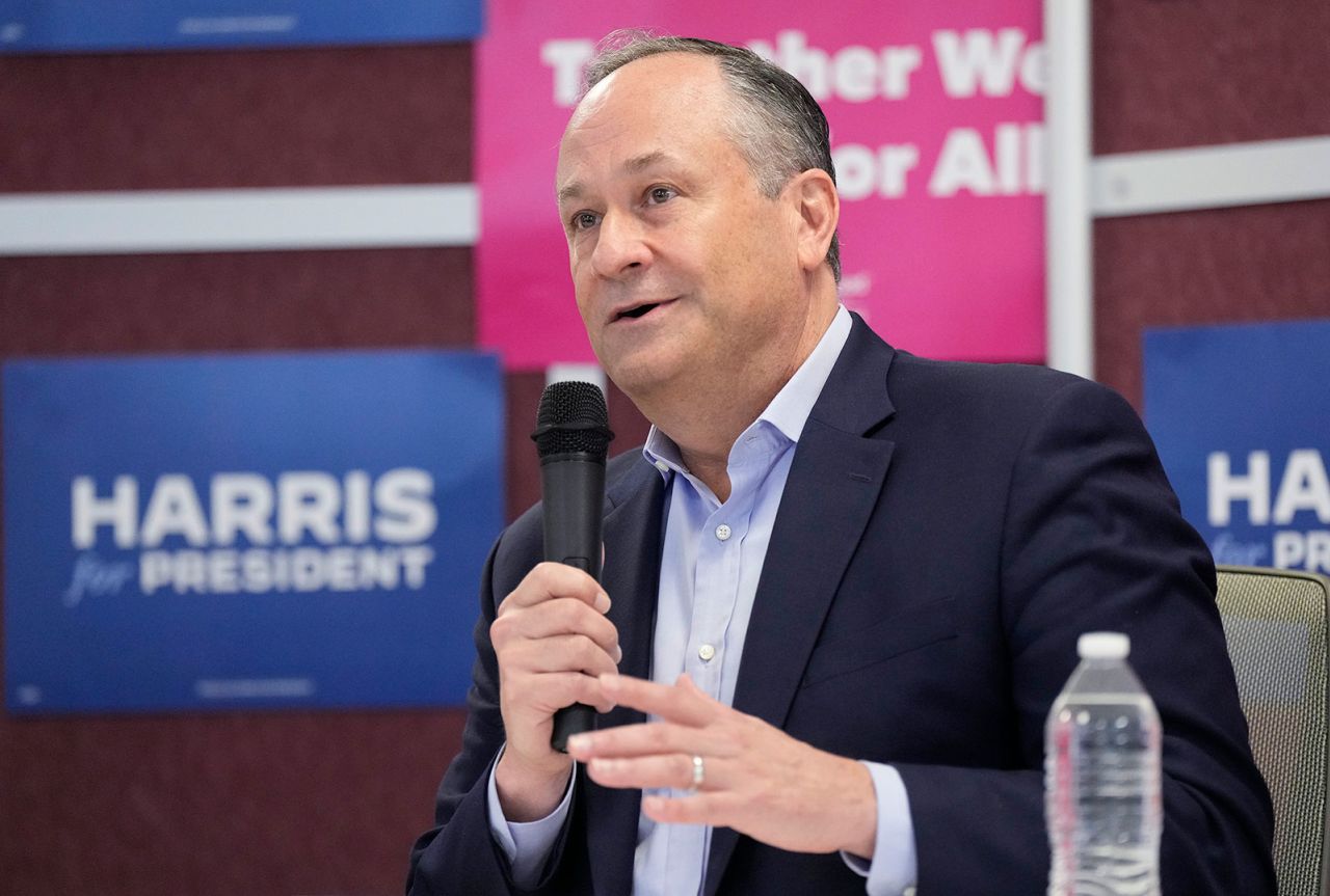 Doug Emhoff, husband of Vice President Kamala Harris, speaks at an event at Planned Parenthood in Portland, Maine, on Wednesday, July 24. 