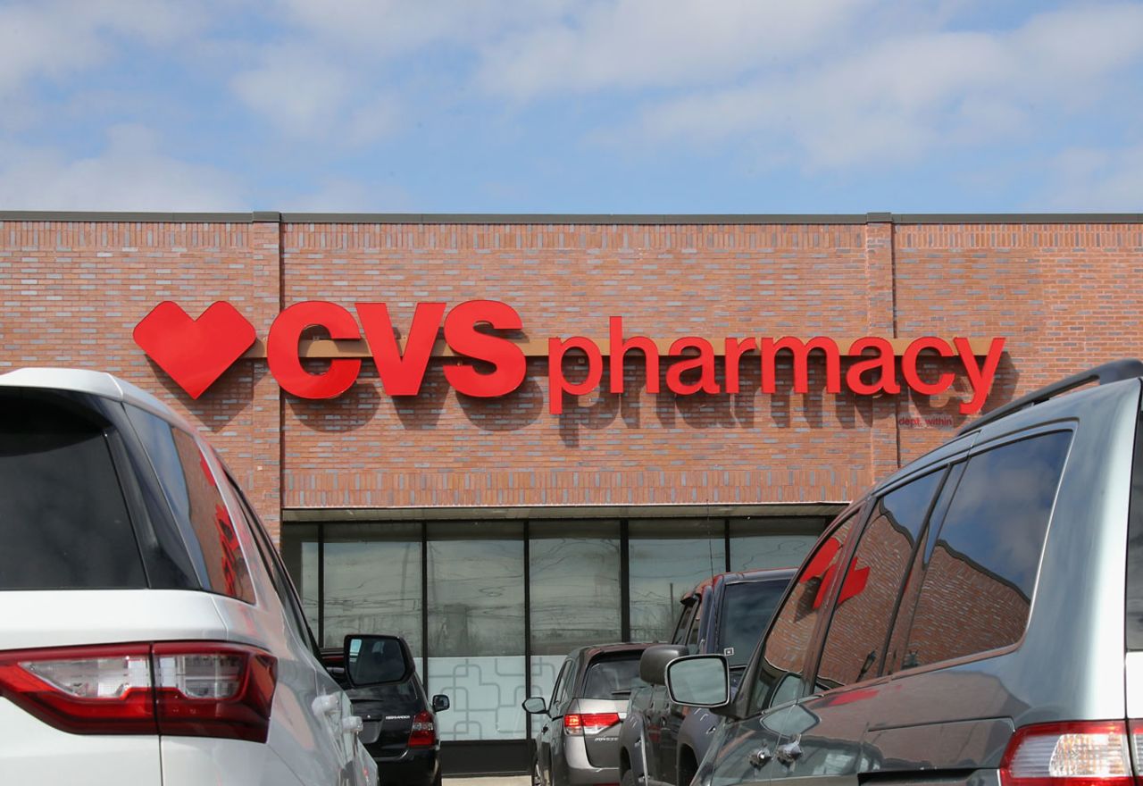 A CVS Pharmacy sign is photographed on March 16 in Wantagh, New York.