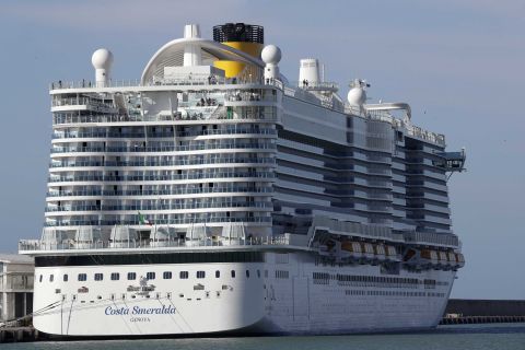 The Costa Smeralda cruise ship is seen docked at the Civitavecchia port near Rome, Italy, on Thursday.