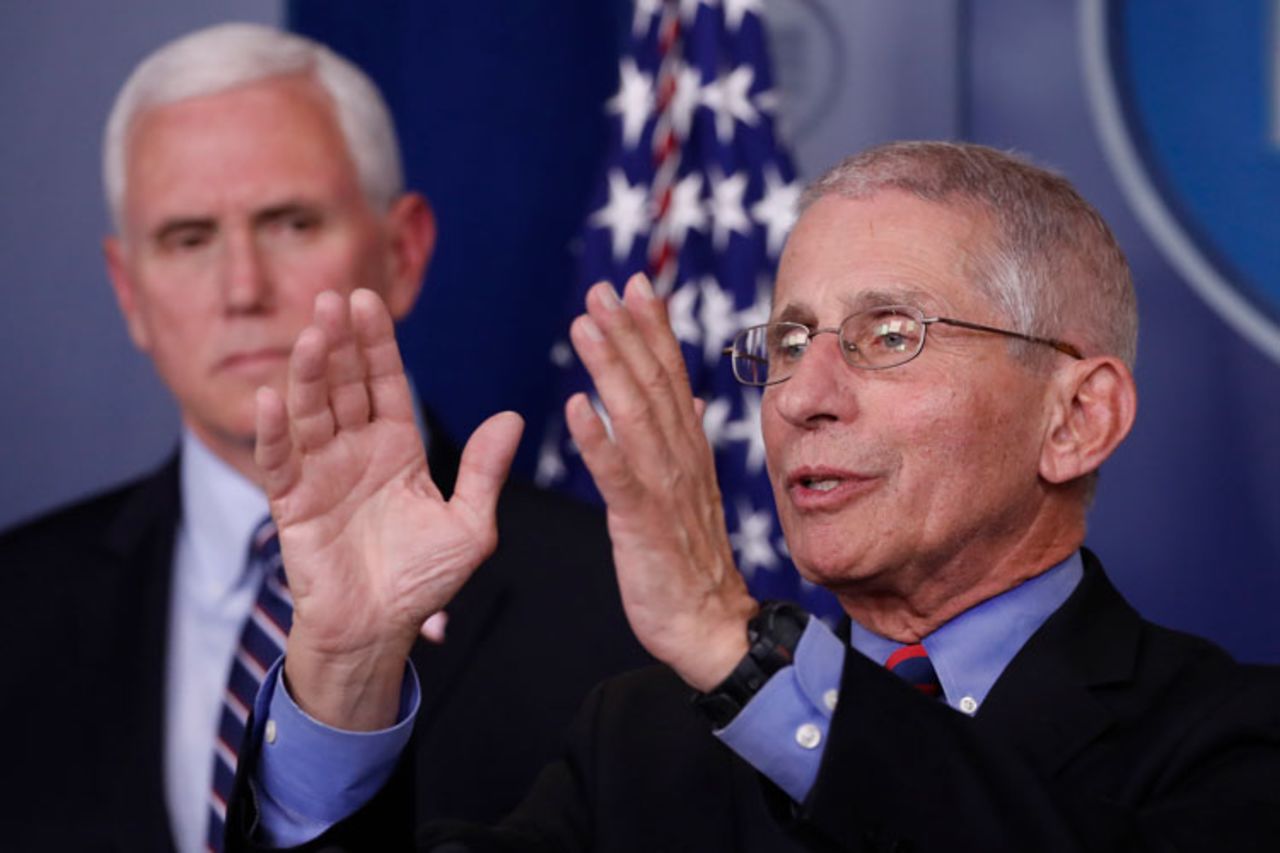 Dr. Anthony Fauci, director of the National Institute of Allergy and Infectious Diseases, speaks about the coronavirus in the James Brady Briefing Room, Wednesday, March 25, in Washington.