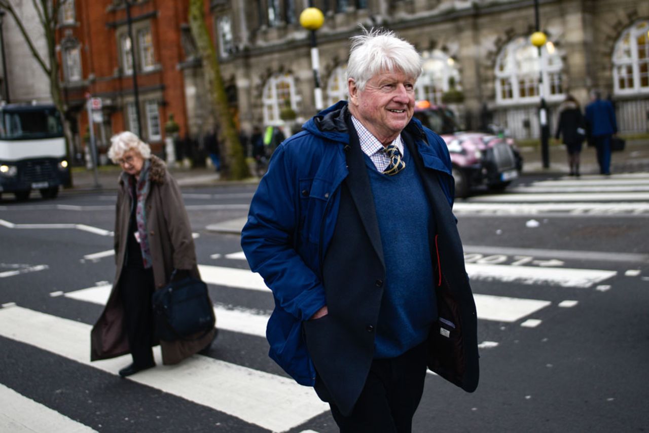 Stanley Johnson, father of British Prime Minister Boris Johnson, is seen on March 4, 2020 in London.