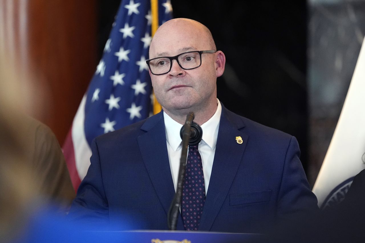 Sean O’Brien, president of the International Brotherhood of Teamsters, speaks after a meeting with former President Donald Trump in Washington, DC, on January 31.