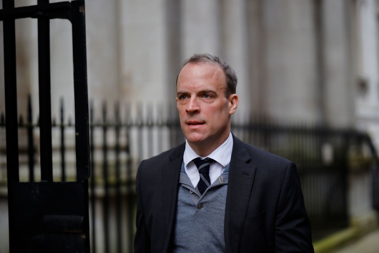 Britain's Foreign Secretary Dominic Raab arrives for a meeting of the cabinet at 10 Downing Street on March 11.