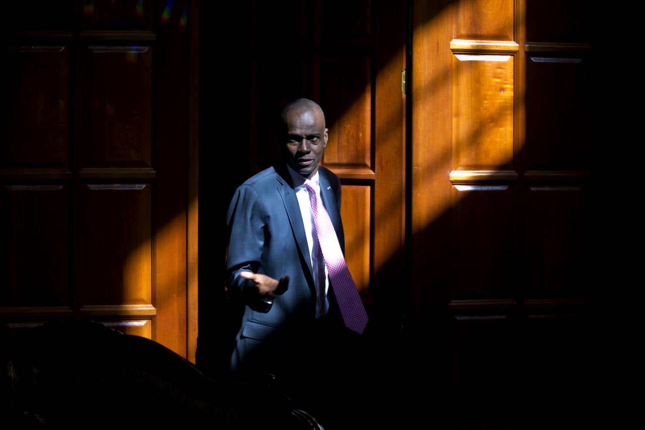 In this Feb. 7, 2020 file photo, Haitian President Jovenel Moise arrives for an interview at his home in Petion-Ville, a suburb of Port-au-Prince, Haiti.