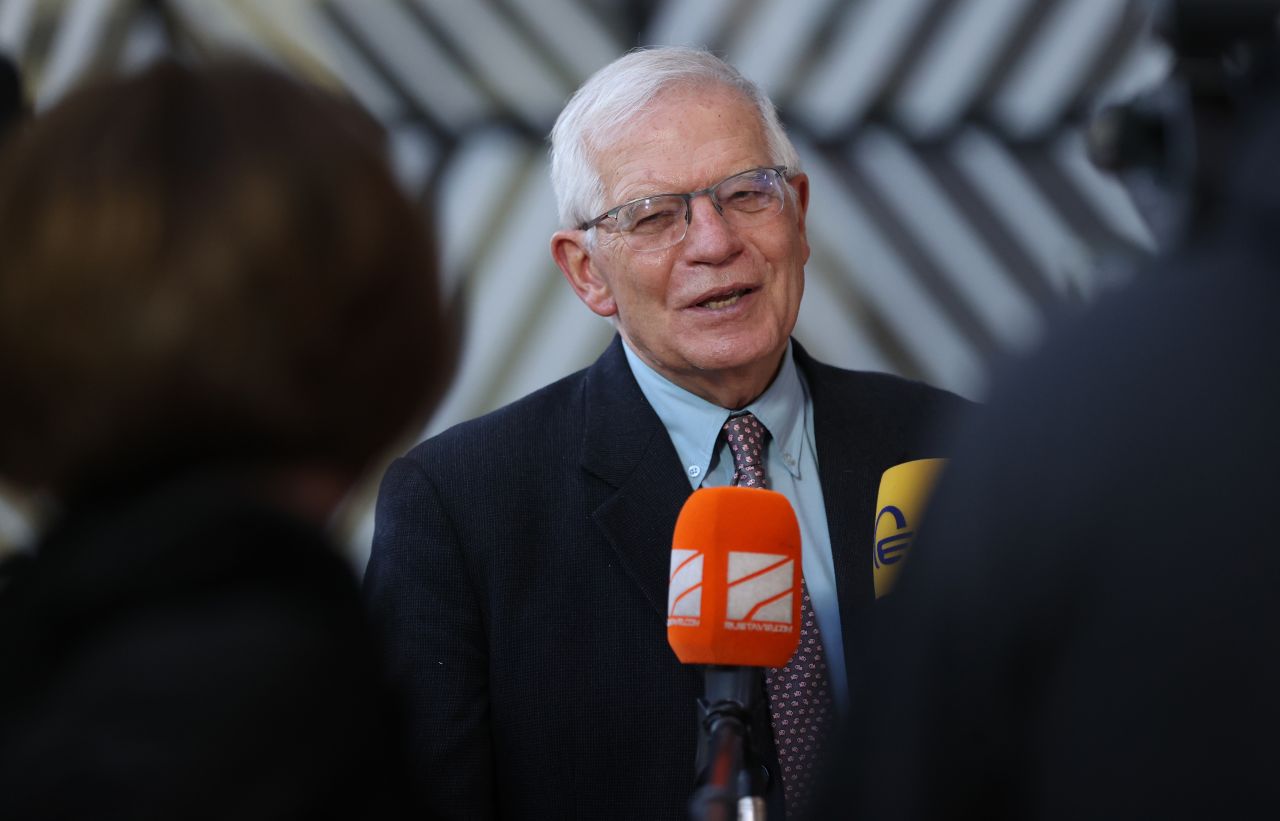 Representative of the European Union for Foreign Affairs and Security Policy Josep Borrell holds a press conference in Brussels, Belgium, on February 28.