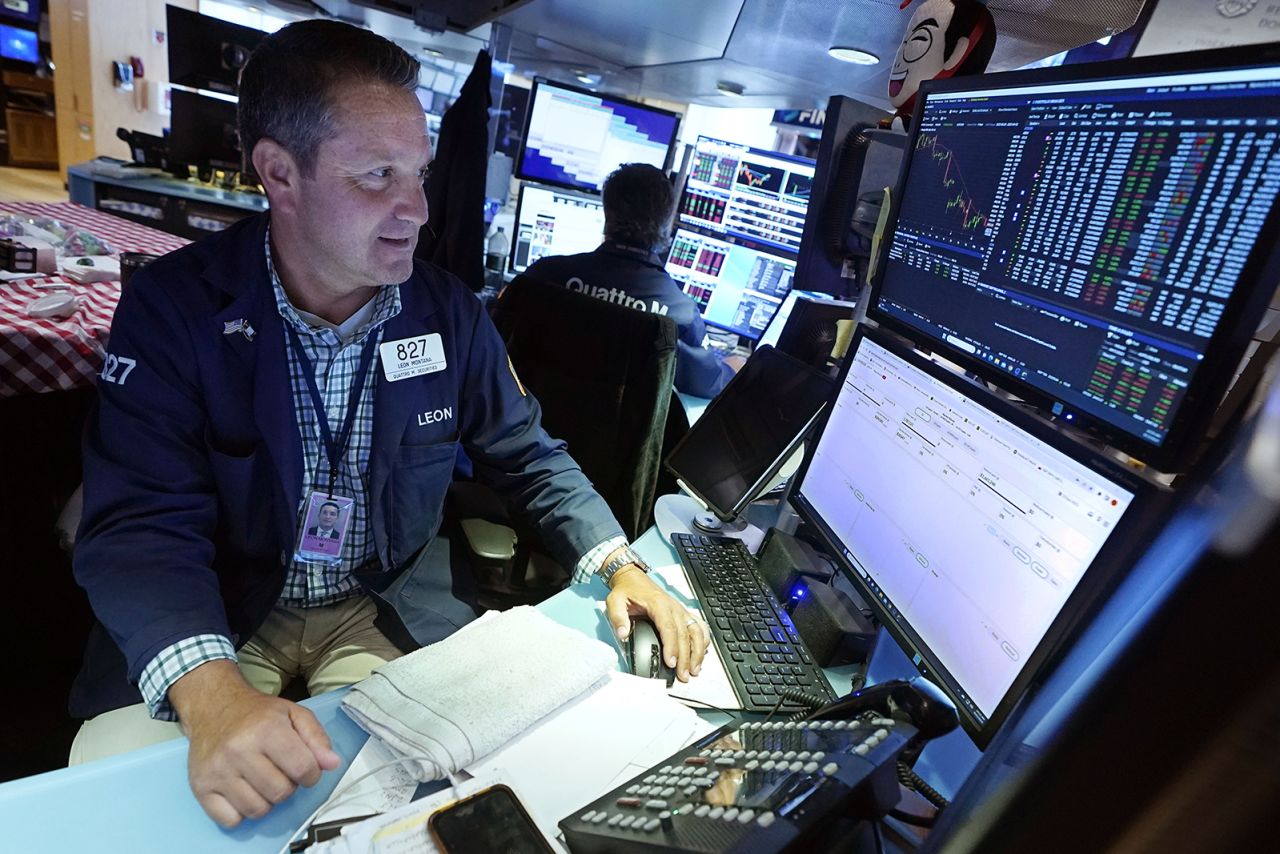 A trader works on the floor of the New York Stock Exchange on Wednesday, Sept. 13.