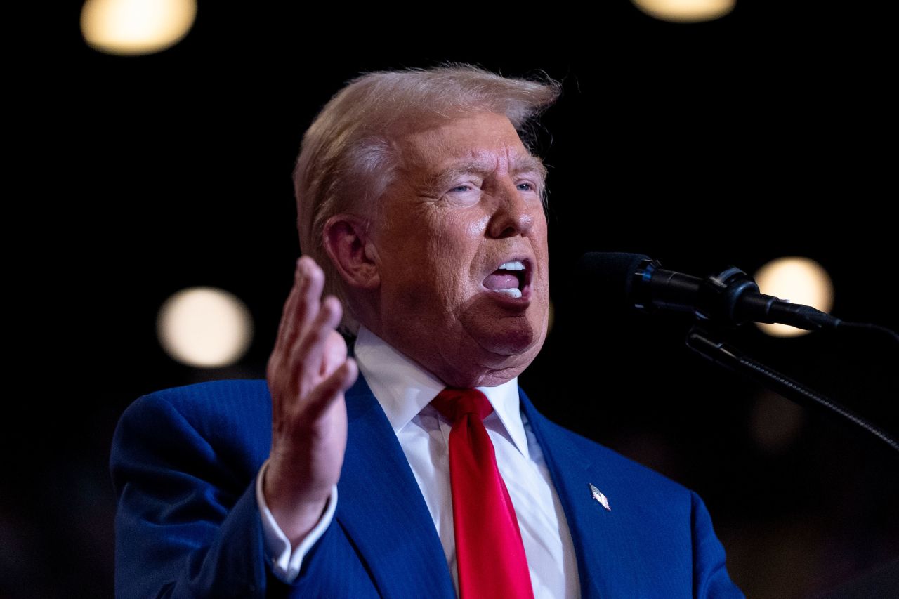 Former President Donald Trump speaks at a campaign event in Uniondale, New York, on Wednesday. 