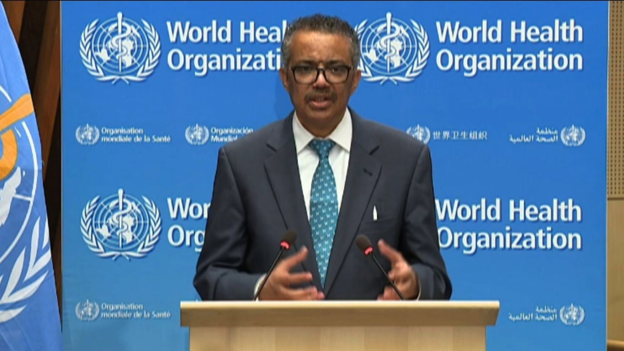 World Health Organization Director-General Tedros?Adhanom Ghebreyesus speaks during the World Health Assembly in Geneva, Switzerland, on Monday, May 18.??