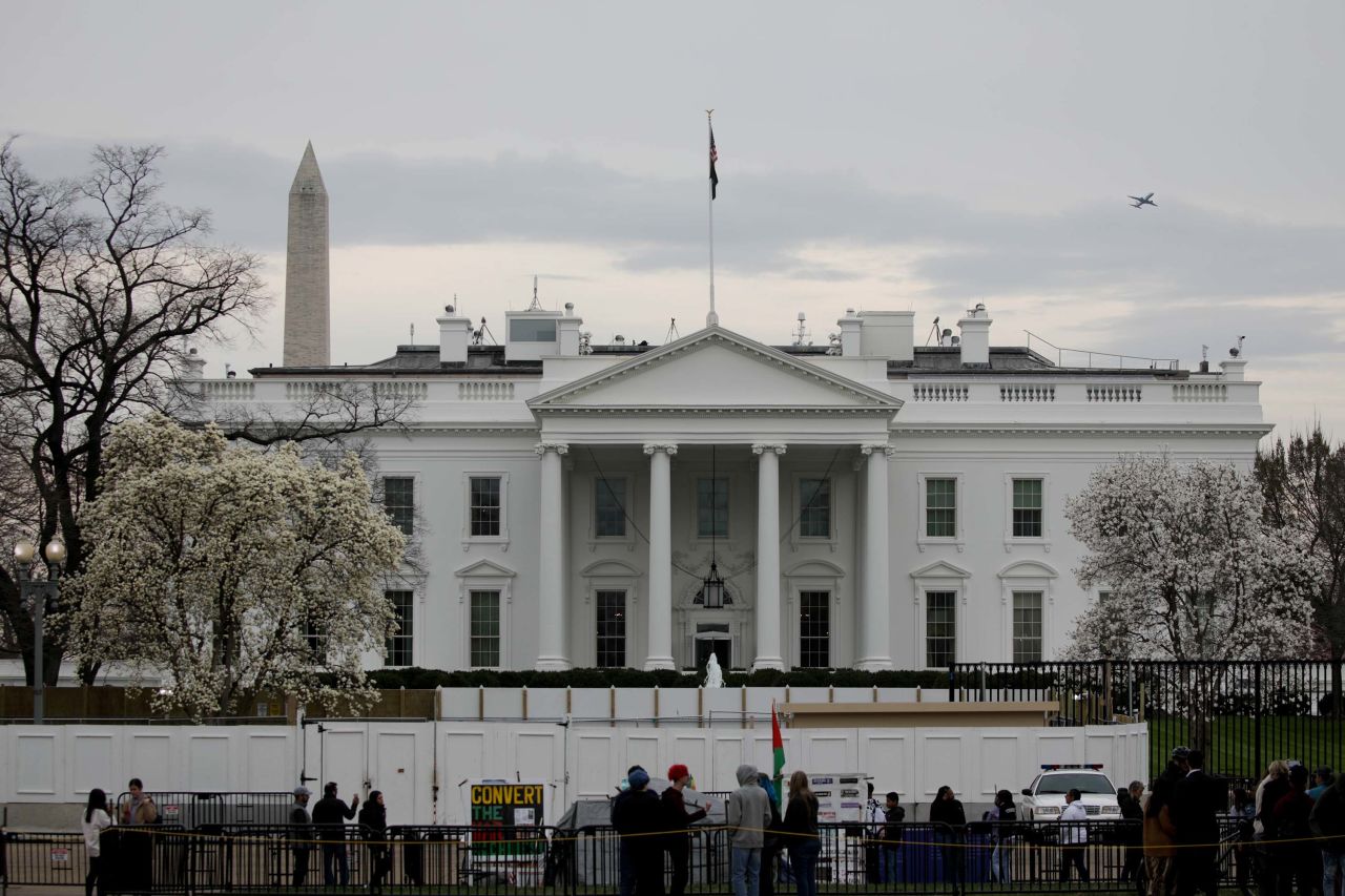 A view of the White House in Washington, DC, on March 11.