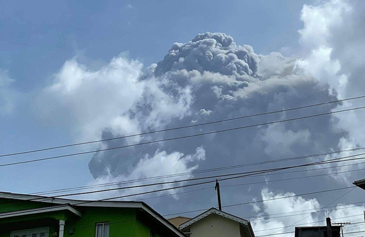 The eruption of La Soufriere volcano in Saint Vincent on April 9, 2021.