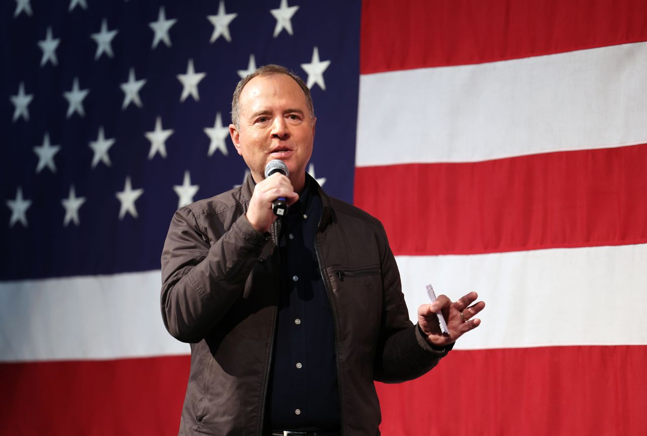 California Rep. and Senate candidate Adam Schiff speaks to supporters in Burbank, California, on March 4.