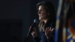 Republican presidential candidate Nikki Haley speaks during a campaign event in Manchester, New Hampshire, on Friday. 