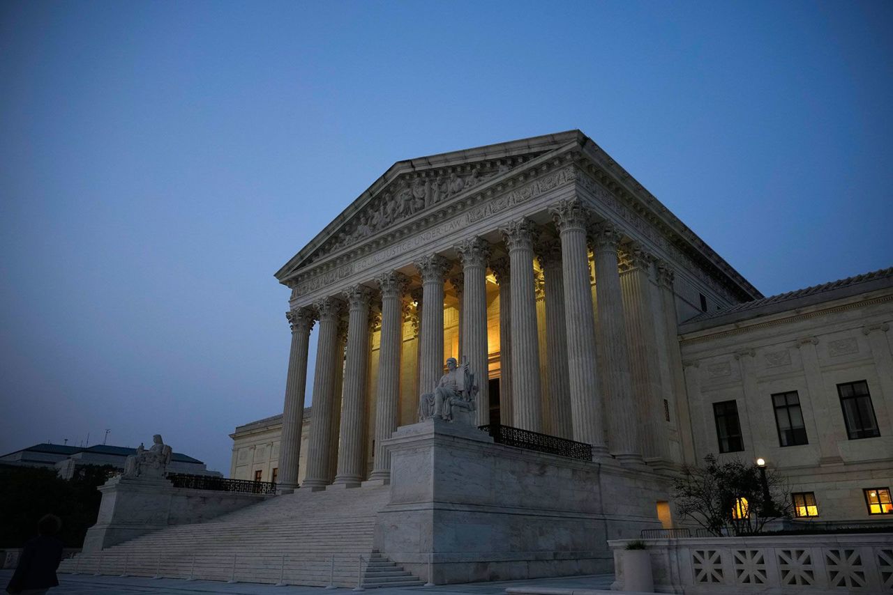 The Supreme Court is pictured at dusk on June 28, 2023, in Washington, DC. 