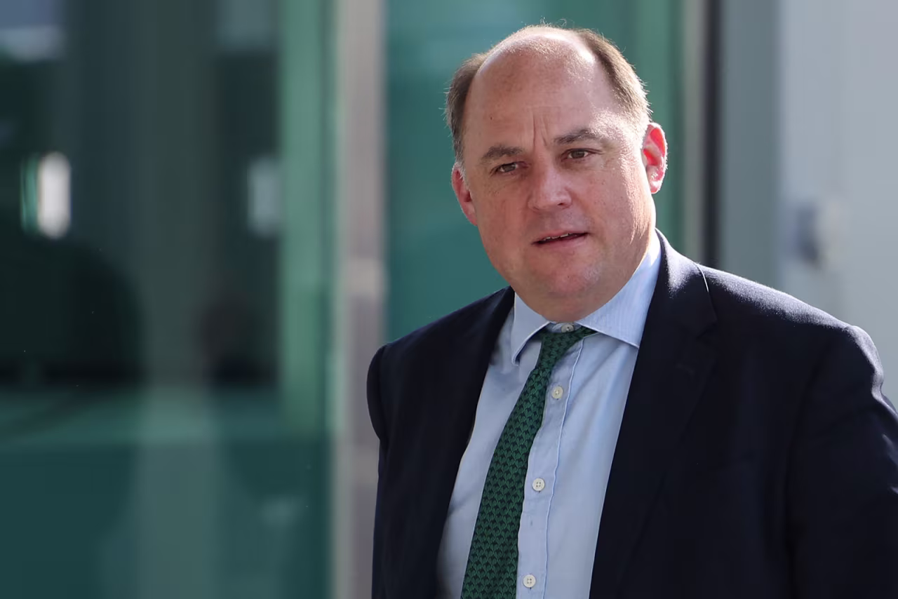 British Defence Secretary Ben Wallace arrives at the NATO headquarters in Brussels on June 15.