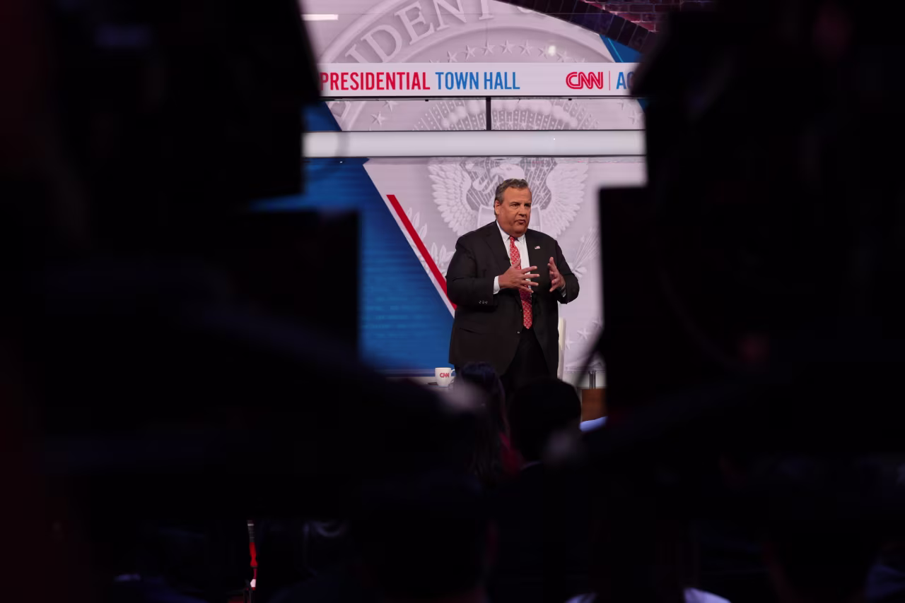 Christie answers a question during the town hall.