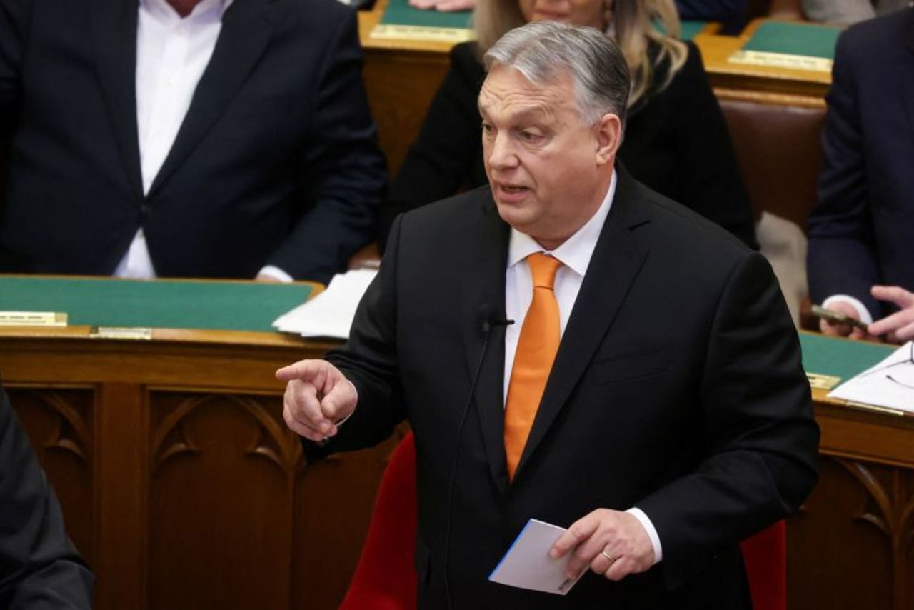 Hungarian Prime Minister Viktor?Orban?speaks during the spring session of parliament in Budapest, Hungary, February 26.