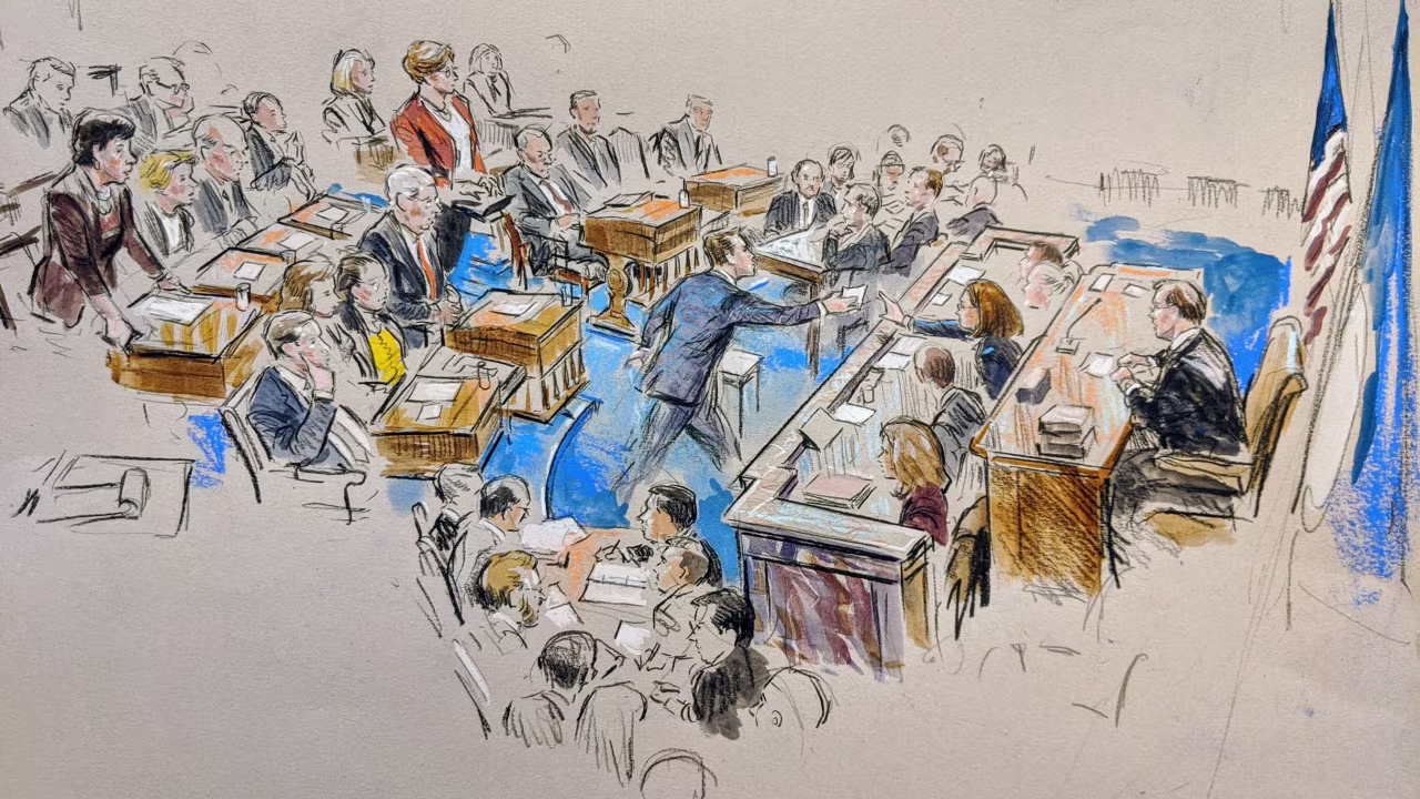 Aide passes question to the dais in the impeachment trial