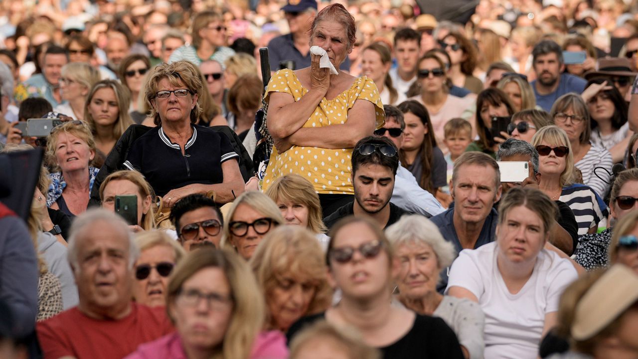 People gather in London's Hyde Park, where video screens broadcast Wednesday's events.