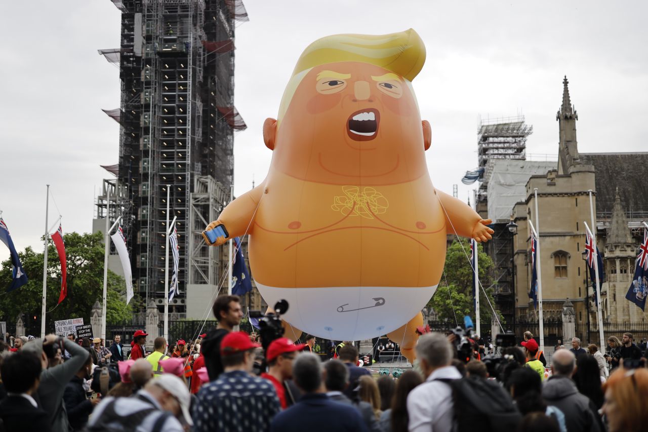 The Trump Baby blimp flew outside Parliament earlier.