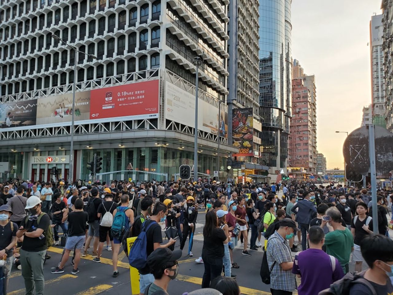 Protesters take over Nathan Road again on Monday in Hong Kong.